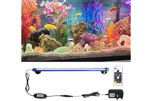 GOESWELL Fish Tank Submersible Aquarium Lights: Waterproof Underwater Fish Lamp with COB Light Strips - Adjustable Brightness RGB Colors Led Light with Remote and Suction for Aquarium Fish Tank - 30cm