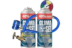 CLIMA SET ClimaSet R134a kältemittel Ersatzgas - Kühlmittel Klima Auto - Gasflasche 2x235 g Auto Klimaanlage Nachfüllset - Wohnmobil - Klimaanlage schlauch - Manometer Klimaanlage - ECO
