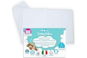 4BABIES - Coussin bébé - Oreiller Enfant idéal pour Berceau et Nacelle -Housse Amovible avec taie d'oreiller 100% Coton - Made in Italy - Certifié OEKO-TEX® -Coussin Bebe Anti-suffocation