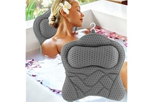 Shengxi Ergonomisches Badewannenkissen, 4D Air Mesh Nackenkissen Badewanne Kopfkissen mit 6 Saugnäpfen Badewannenkissen Atmungsaktiver Nacken Wannenkissen für Kopf Nacken Schultern Rücken