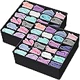 Simple Houseware 2 Pack Closet Socks Organizer, 24 Cell Drawer Divider, Black