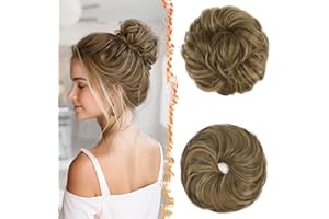 BARSDAR 2 PCS Chignon Postiche Cheveux, Elastique Chouchou Cheveux Faux Chignon Extensions pour Femmes Synthétique Épais Donut Updo Scrunchies Brun Miel Blond Extension Postiche