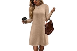 Zeagoo Robe Pull à Manches Longues pour Femme Robe Tunique Boutonnée Décontractée Automne et Hiver S-XXL