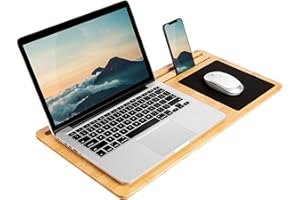 LapGear Bamboo Lap Board with Mouse Pad and Phone Holder - Natural - Fits up to 15.6 Inch Laptops and Most Tablets - Style No. 77001