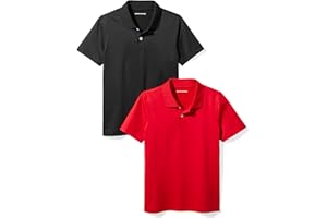 Amazon Essentials Boys' Active Performance Short Sleeve Polo Shirts 2 Pack