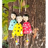 Dekoratif Asılabilir Doll S&uuml;s, 3'l&uuml; Set, Puantiyeli Desenli, Renkli Boncuklu, Bah&ccedil;e ve Ev Dekorasyonu &Ccedil;an s&uuml;s
