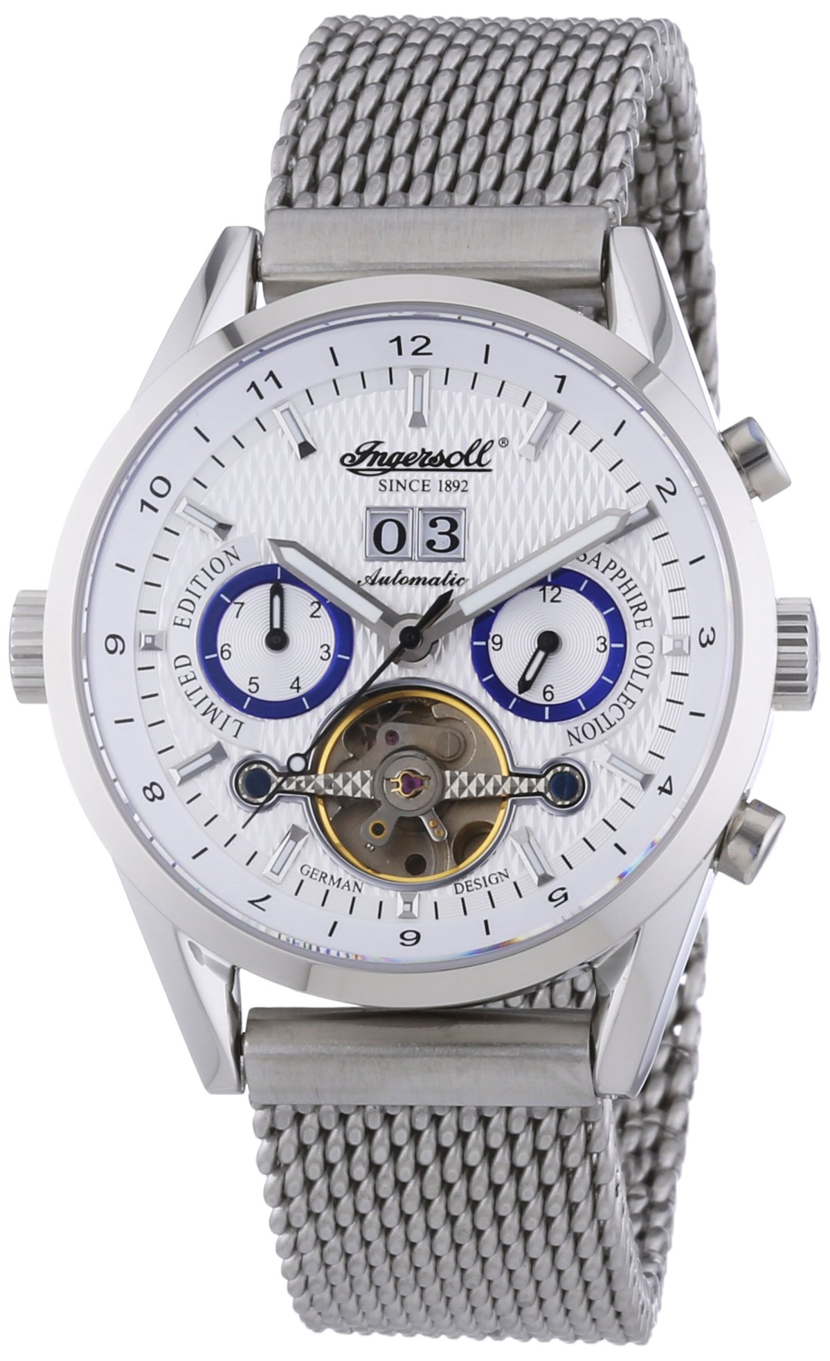 Ingersoll Herren-Armbanduhr XL Brandenburger Gate Chronograph Automatik Edelstahl IN1310SLMB