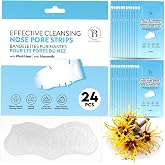 Nose Pore Strips with Witch Hazel and Niacinamide, 24 Pcs | Adheres to Black and White Spots Same as a Magnet, No Damage to S
