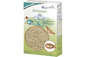 FLEUR ALPINE Céréales de Riz Bio pour Bébé - Bouillie pour de Délicieux Petits Déjeuners | Céréales sans Gluten Nutritives et Faciles à Préparer 4 Mois et Plus sans Sucres Ajoutés | 7 portions