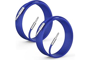 Sovvid 2 Pack Guitar Cable 3M/10FT - Instrument Cable Quarter Inch Cable Electric Guitar Cord 1/4 Guitar Cables Guitar Amp Cord for Guitar Bass Keyboard and Pro Audio (Straight to Straight, Blue)