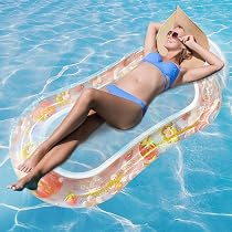 Zoutpy Aufblasbares Schwimmbett – Luftige Poolmatratze Mit Kopfstütze Für Strand & Garten