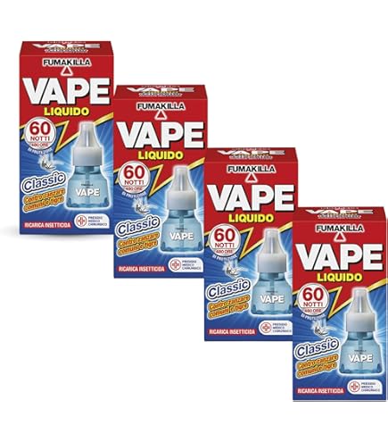 vape ricarica liquida 90 notti Vape Zanzare Ricarica Liquida Classic 30 Notti 15Ml (6 unità) : Amazon.it:  Giardino e giardinaggio