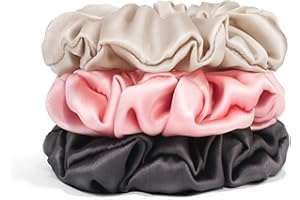 Michooyel 3Pcs Scrunchies per Capelli in Seta 100% Pura Seta, Elastici per Capelli Donne e Ragazze Silk Scrunchies Fascia a Coda di Cavallo