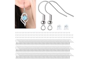 SEYOO 240Pcs Hypoallergenic Silver Ear Wire Hooks and Backs - Earring Making Supplies for DIY Jewelry Making