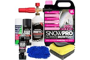 Pro-Kleen Valet Detailing Kit, Snow Foam Lance Cannon Gun Karcher Compatible, 5L Car Shampoo PH Neutral Prewash And Wax, Vehicle Cleaning Set, Cloths Mitt, Air Freshener, Dashboard Shine, Sanitiser