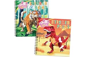CutteeyFyry 2Pcs Stickerbuch FüR Kinder ab 4-8,Dinosaurier Stickern Nach Zahlen mit Geschichten,Kinder Stickerheft Zur Verbesserung Der Intelligenz,flugzeug beschäftigung kinder Geburtstagsfeier
