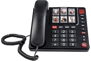 Fysic FX-3930 schnurgebundenes Telefon mit großen, gut lesbaren Tasten, sechs großen Fotoschaltflächen, einfache Bedienung