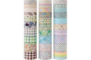 MAGLITT Washi Tape Set 30 Rotoli nastro adesivo colorato colorato decorativo per Forniture Artigianali Fai da te e Decorazioni (Basic Patterns)