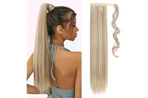 TESS Coleta Postiza Pelo Natural 60 cm, Postizos de pelo Liso Balayage rubio ceniza (#16P613) Coleta 90g