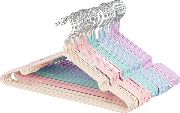 Lomani Colored Steel Clothes Hangers, Non Slip Hangers, Durable Heavy Duty, Coat Hangers, No Shoulder Bump Suit Hangers,