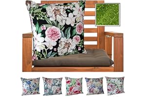 ‎HEIMTEXLAND heimtexland ® Outdoorkissen Dekokissen Schmutz- und Wasserabweisend Vintage Garten Outdoor Kissen Blumen Schwarz Typ675