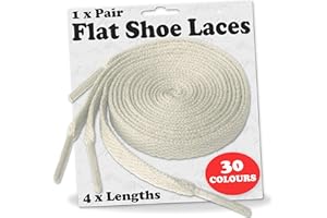 LACESTAR Flat Shoe Laces 8mm Wide for Trainers, Boots, Hi Tops, Football Boots, Shoelaces New Suitable for all brands including Nike Adidas Converse Puma Vans Reebok Adults or Kids