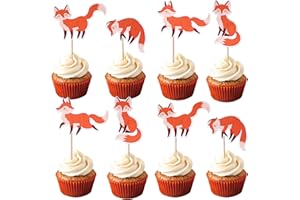 SYKYCTCY 36 Stück Füchse Tortendeko Foxes Geburtstag Cupcake Toppers Wildes Tier Kuchen Deko Füchse Cupcake Dekorationen für Baby-Dusche Kinder Geburtstag Party Kuchen Dekorationen