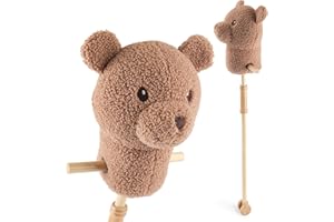 Bieco Cheval à chevaux pour enfants, ours Mika | hobby Horse chevaux | Roues pour chevaux | Bâton pour chevaux | Accessoires pour enfants