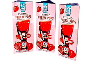 DIVAS SPIRITUAL Pyramid Freeze Pops Strawberry Flavour Real Fruit Juice Ice Lollies Easy Home Freezing Treats (Strawberry Pyramid (3 packs)