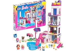 MATTEL MEGA Barbie Color Reveal- Casa dei Sogni, set di costruzioni con oltre 25 sorprese, 5 mini bambole e 6 animali, set Giocattolo e regalo per Bambini 5+ Anni, HHM01
