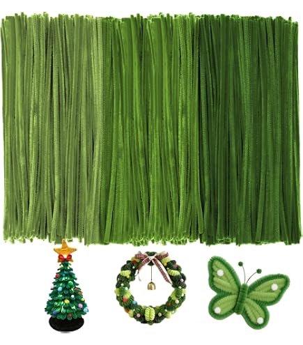 LIANRISES 100 Pièces Cure Pipe Cleaners, Fil Chenilles Cure Pipe Vert Loisirs Creatifs, Tige Chenille 30cm x 6mm, DIY Halloween, Décoration De L'arbre De Noël LIANRISES 100 Pièces Cure Pipe Cleaners, Fil Chenilles Cure Pipe Vert Loisirs Creatifs, Tige Chenille 30cm x 6mm, DIY Halloween, Décoration De L'arbre De Noël