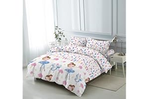 ETREXONLINE Juego de Funda Nórdica 4 Piezas Cama 150 Microfibra Suave Transpirable - 1 Funda Edredón 240x220 cm, 1 Bajera 150x200+28 cm y 2 Fundas de Almohada 50x90 cm (Bailarina)