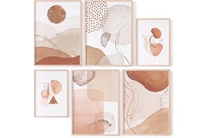 OHBIMBA - Laminas Decorativas Pared | Laminas para Cuadros Decoracion Salon Modernos | Laminas para enmarcar | Cuadros Decoracion dormitorios SIN Marcos | Tamaño 4xA3 y 2xA4 (Abstracto Calido)