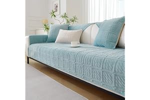 SHANNA Mleczny aksamitny miękki pokrowiec na sofę, 1-, 2-, 3-osobowy, uniwersalny, antypoślizgowy, narożny pokrowiec na sofę w kształcie litery L, ochraniacz na meble do salonu (niebieski, 1 szt., 110 x 110