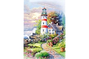 MXJSUA Kit de Pintura de Diamantes para Adultos,5d Diamond Painting Faro Bordado, Cuadros Punto de Cruz Kit, Manualidades, decoración de Pared 30x40cm