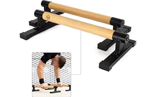 ‎MÜLLER & BLUM Müller & Blum Premium low Parallettes Holz inkl. Handgelenksbandagen, nachhaltige & rutschfeste Liegestützgriffe, ideal für Liegestütze & Handstand, Push Up Bar, Calisthenics Equipment