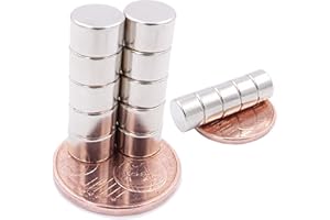 Brudazon | 15 Mini Imanes Discos 8x5mm | N52 Nivel más Fuerte - Los imanes de neodimio Ultra Fuertes | Imán del Poder para la Toma de Modelo, Foto, Pizarra Blanca | Pequeño, Redondo y Extra Fuerte