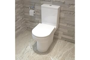 MYB Close Coupled Toilet Rimless Modern Ceramic Soft Close Seat Cistern, White