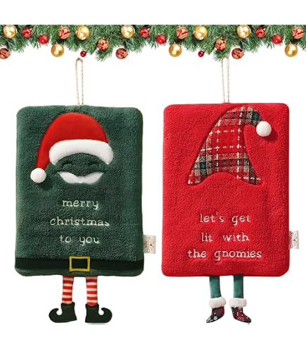 Torchon Noel Coton 2 Pièces Essuie-mains En Coton Serviettes De Cuisine De Noël En Coton Serviettes De Père Noël Torchons De Cuisine En Coton Serviettes De Noël Cuisine Souvenir Gâteau Enfant Serviettes