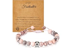 Otuuz Football Gifts for Girls, Football Bracelets with Card for Girls Teenage Age 7 8 9 10 11 12 13 14 15 Years Old, Christmas Gifts Birthday Graduation for Sports Team Lover Fans(Gemstone Style)