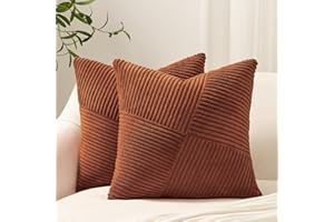 Topfinel Lot de 2 Boho Housse de Coussin 40x40 Rouille,à Motif Croisé Decoration Housses de Coussin en Velours Côtelé,Douillet Taie d'oreiller Terracotta Moderne pour Canapé Chambre Chaise Lit