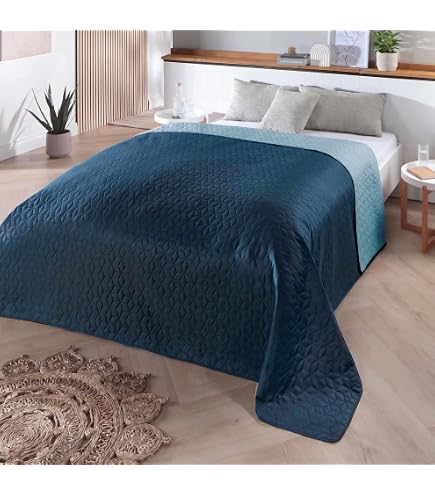 HAIBA Tagesdecke 120 x 200 cm Plüsch Flanell Bettüberwurf Sofa Blau