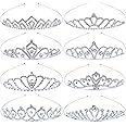 inSowni 8 Pieces Decorative Princess Dazzling Rhinestone Silver Metal Tiara Crown Headbands Wedding Birthday Party Prom Headpieces for Brides Bridesmaids Women Girls Teens Kids