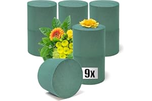 ‎COM-FOUR com-four® 9X Steckmasse für Blumengestecke in Zylinderform Ø 9,5 cm - Steckschaum für Frischblumen - Steckschwamm zum Basteln für Hochzeit, Ostern und Geburtstag