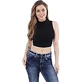 TRASA Women’s Sleeveless Rib Knitted Cotton Racer Back Tank Tops Halter Neck Crop Tops - Available Sizes -XS, S, M,L,XL,2XL