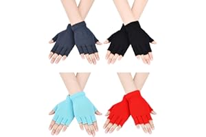 Bememo 4 paia di guanti senza dita mezze dita guanti invernali tinta unita guanti da digitazione lavorati a maglia per ragazzi e ragazze