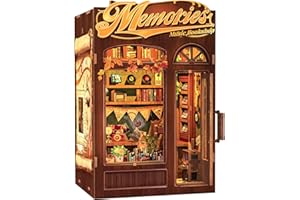 Cutefun Book Nook Kit, Casas de muñecas con LED - Maqueta de Madera 3D, Casa en Miniatura para Decorar Estanterías - Sujetalibros Decorativo para Adultos(Memories Music Bookshop)