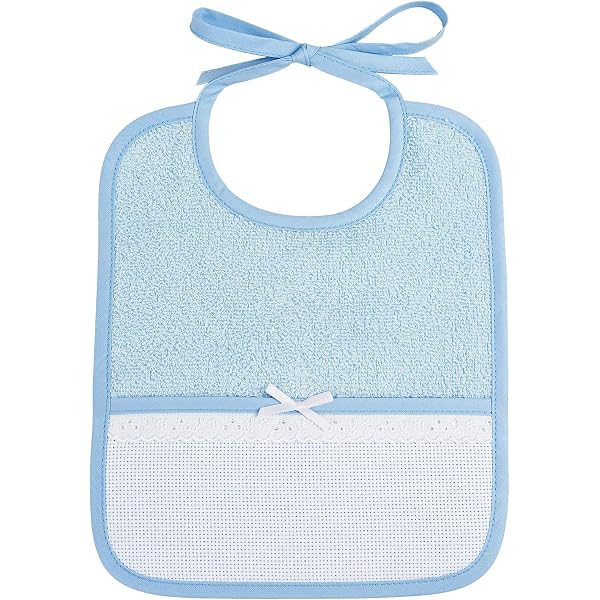 Bavoir à Broder En Tissu Losange Bleu – Toile Aida 14ct, Personnalisable Au Point De Croix, Fabriqué En Italie - 4