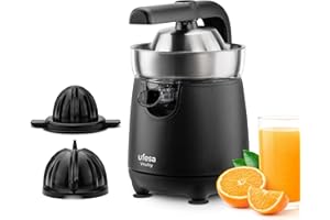 Ufesa Vitality, Presse-agrumes Électrique à Bras, 120W, Versement Continu, Système Anti-goutte, Double Cone, Filtre en Acier Inoxydable, Bras pour l'extraction du Jus, Sans BPA, Noir Inox