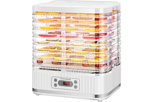 VIVOHOME Deshidratador de Alimentos 400W con 8 Bandejas Deshidratadora de Carne Frutas con Pantalla LCD Temperatura Ajustable 35-70℃ Temporizador de 72H Blanco